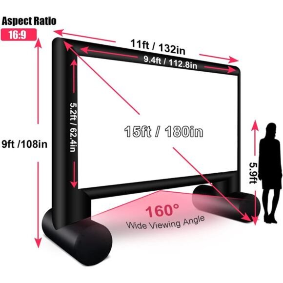 Inflatable Projector Screen 15ft Inflatable Movie Screen Outdoor with Air Blower - Picture 5 of 7